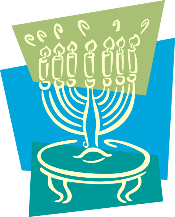 Vector Illustration of Jewish Chanukah Hanukkah Menorah Lampstand Candles Candelabrum 