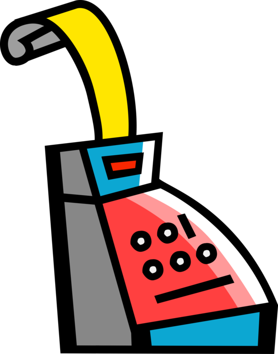 Vector Illustration of Cash Register for Registering and Calculating Retail Sales Transactions