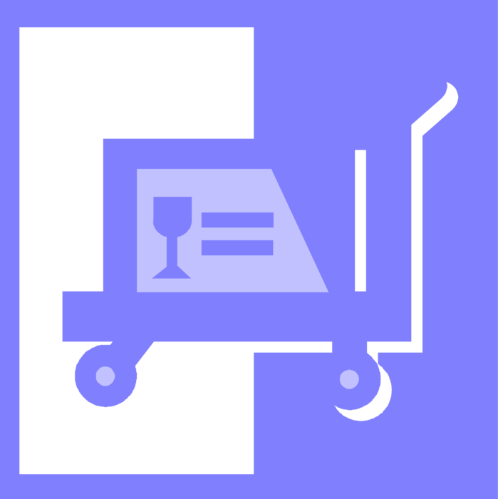 Vector Illustration of Shipping Crate on Handcart Dolly