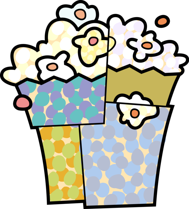 Vector Illustration of Popping Corn Popcorn Snack Food Eaten in Movie Theater or Theatre