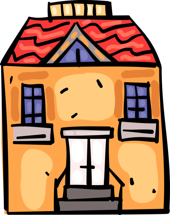 Vector Illustration of Family Home Residence House Urban Housing Dwelling