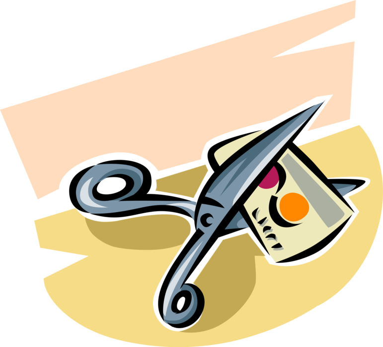 Vector Illustration of Cutting Credit Card with Scissors