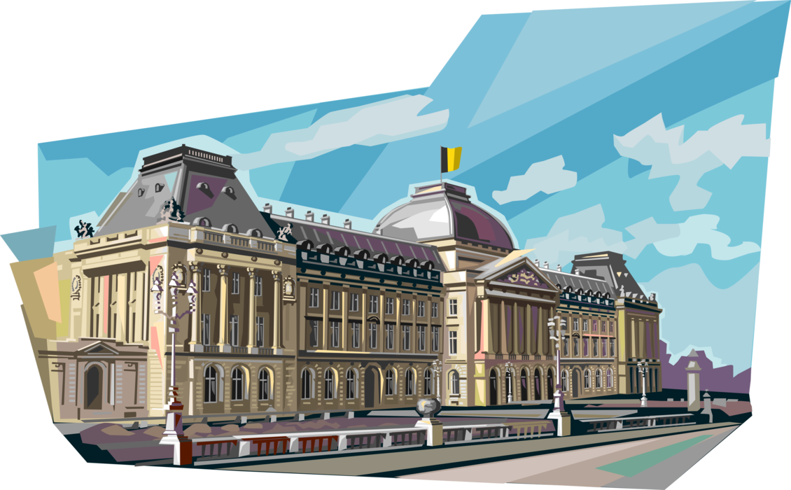 Vector Illustration of Royal Palace of Brussels, Belgium