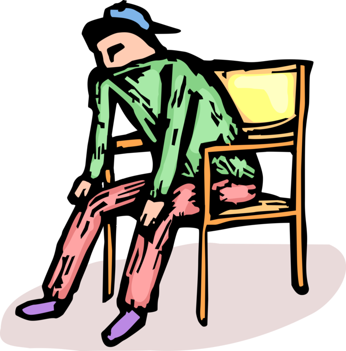 Vector Illustration of Adolescent Youth Sits in Furniture Chair