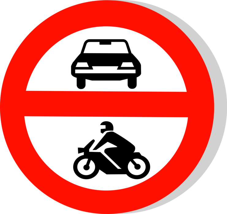 Vector Illustration of European Union EU Traffic Highway Road Sign, No Entry for All Motor Vehicles
