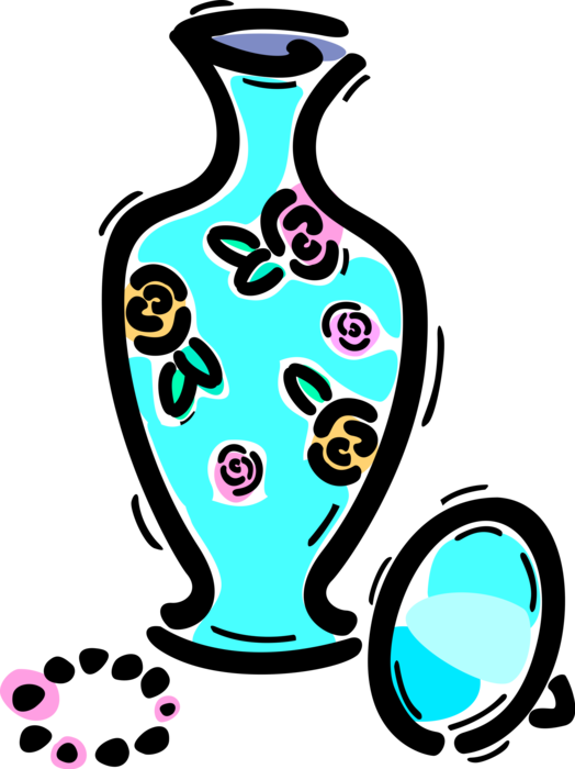 Vector Illustration of Ceramic Vase and Mirror