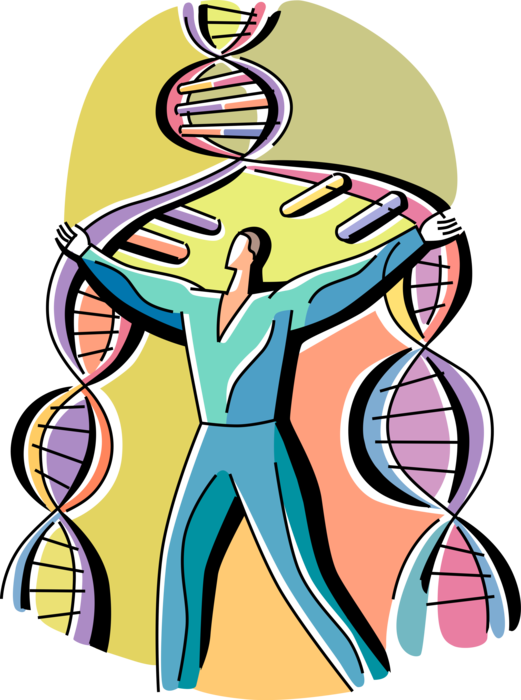 Vector Illustration of Genetic Engineering Manipulates DNA Double Helix DNA Deoxyribonucleic Acid Molecule