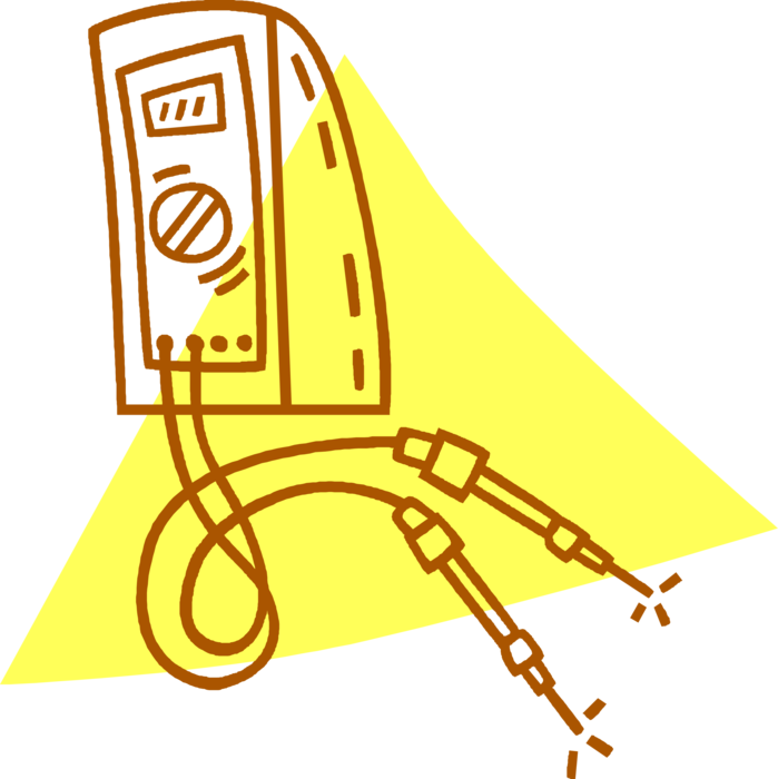 Vector Illustration of Voltage Test Meter Determines Presence of Absence of Electric Alternating Current AC