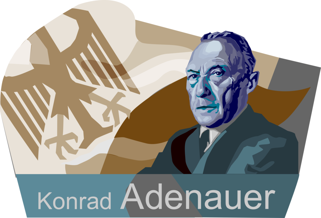 Vector Illustration of Konrad Adenauer, European Statesman and Post-War Chancellor of Germany