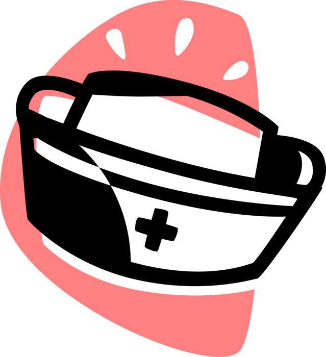 Vector Illustration of Health Care Hospital Nurse's Cap with First Aid Cross