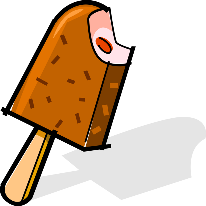 Vector Illustration of Chocolate Coated Popsicle Frozen Ice Treat
