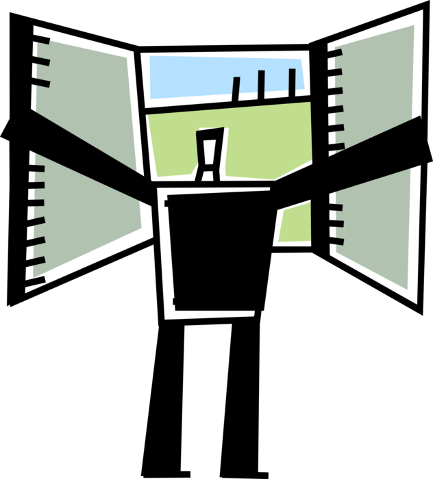 Vector Illustration of Man Opens Window to Allow Passage of Light