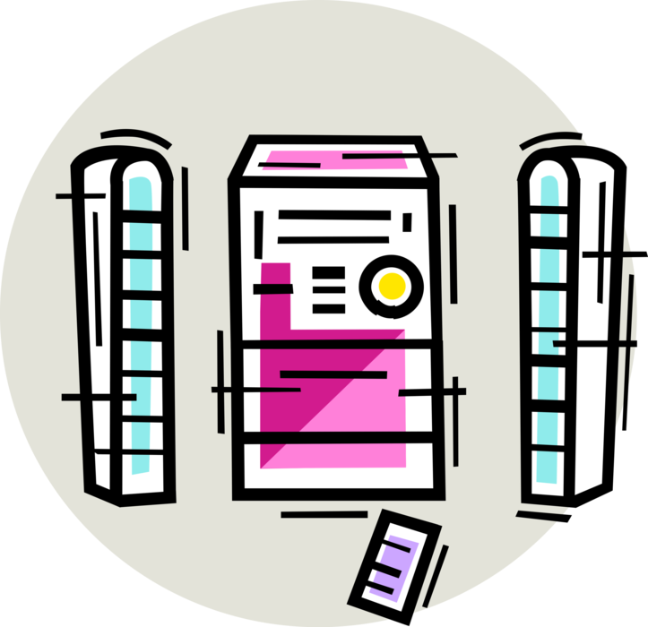 Vector Illustration of Central Processing Unit CPU Personal Desktop Computer System 