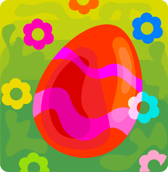 Vector Illustration of Decorated Colored Easter or Paschal Egg Celebrates Springtime and Easter Season