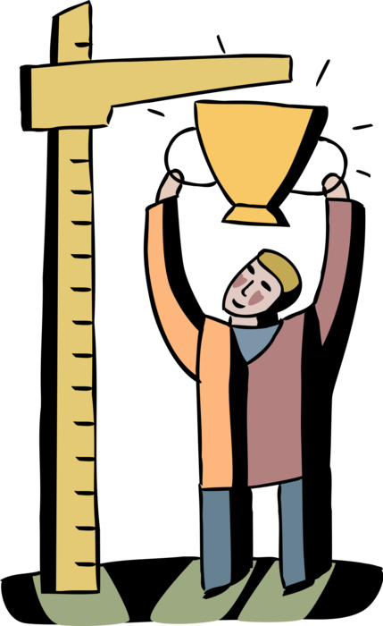 Vector Illustration of Measuring Business Success with Trophy Award Accolades for Individual Employee Effort