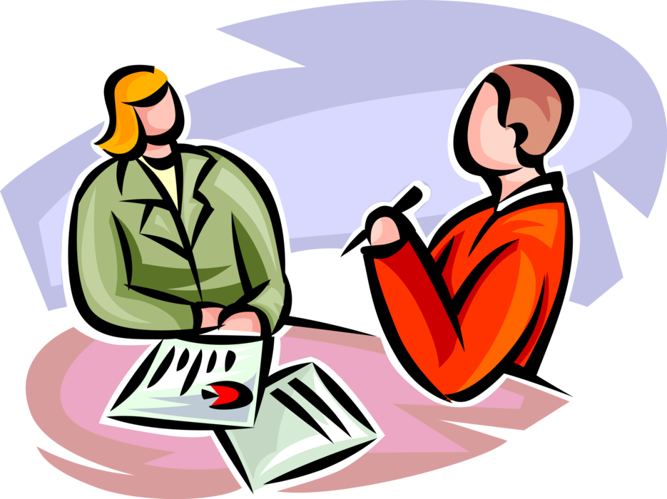 Vector Illustration of Businessman and Woman with Legal Contract for Signature