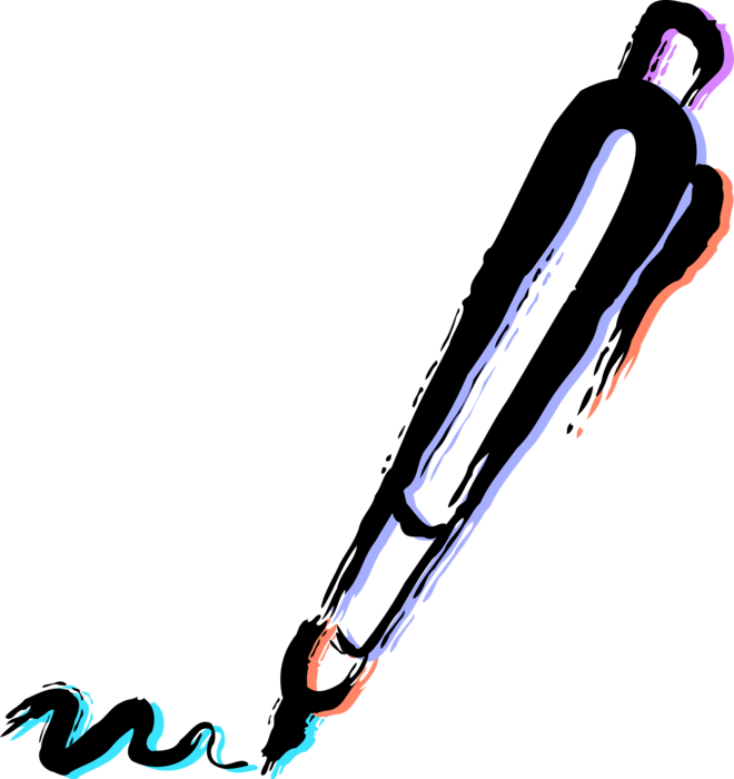 Vector Illustration of Fountain Pen Writing Instrument 