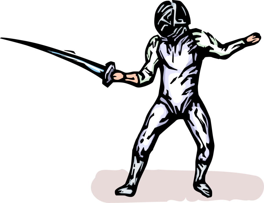 Vector Illustration of Foilsman Fencer Fencing with Sword Foil