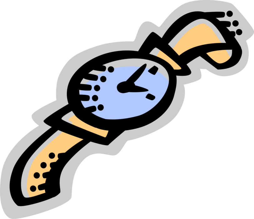 Vector Illustration of Wristwatch Timepiece Watch Keeps Time