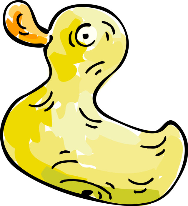 Vector Illustration of Child's Play Toy Yellow Rubber Duck