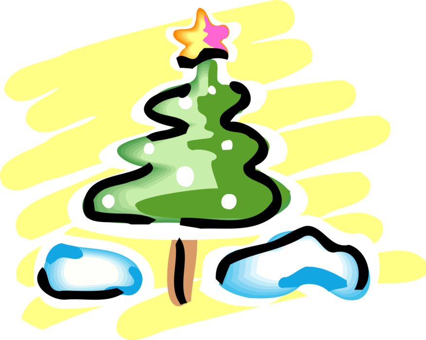 Vector Illustration of Evergreen Christmas Tree with Ornament Decorations