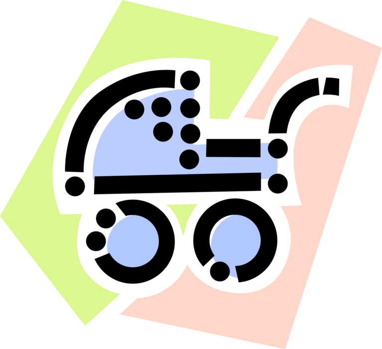Vector Illustration of Newborn Infant Baby Pram Carriage Stroller