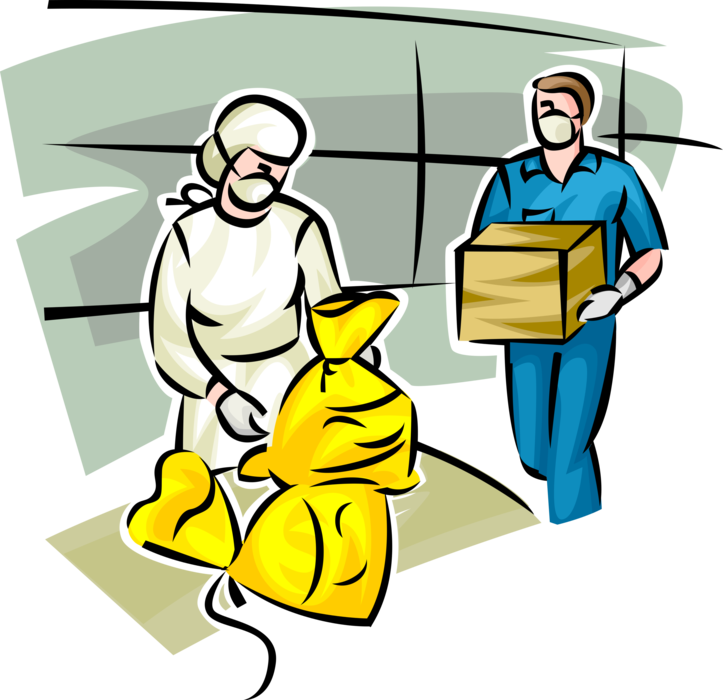 Vector Illustration of United States Postal Service Worker Inspects Mail Packages for Hazardous Toxic Chemicals