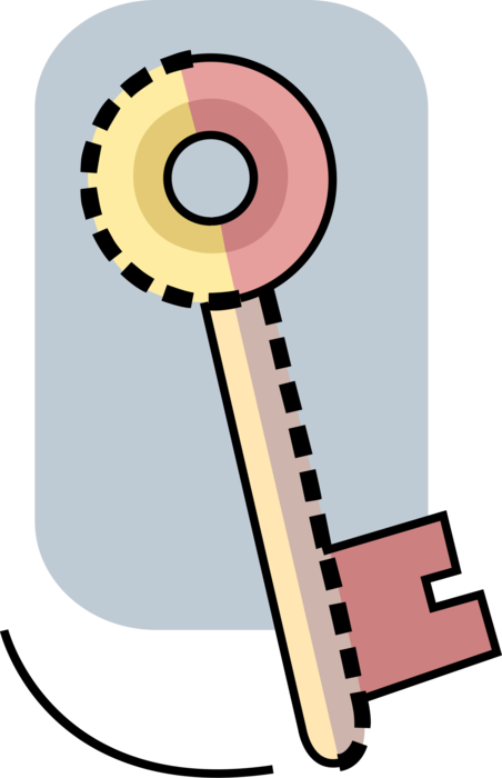 Vector Illustration of Skeleton Security Key Unlocks Padlock Locks