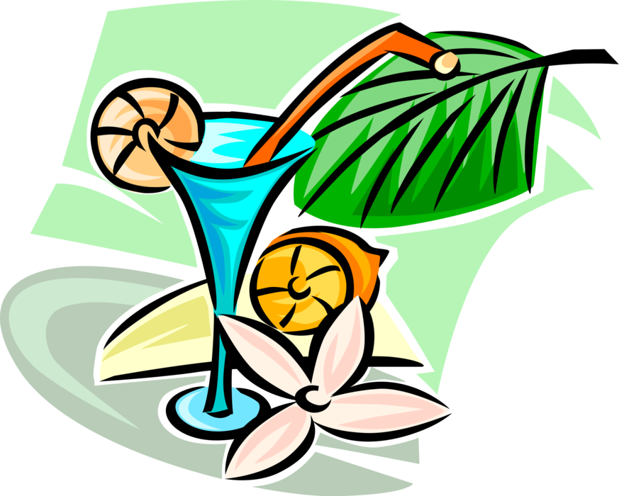 Vector Illustration of Alcohol Beverage Exotic Cocktail Drink
