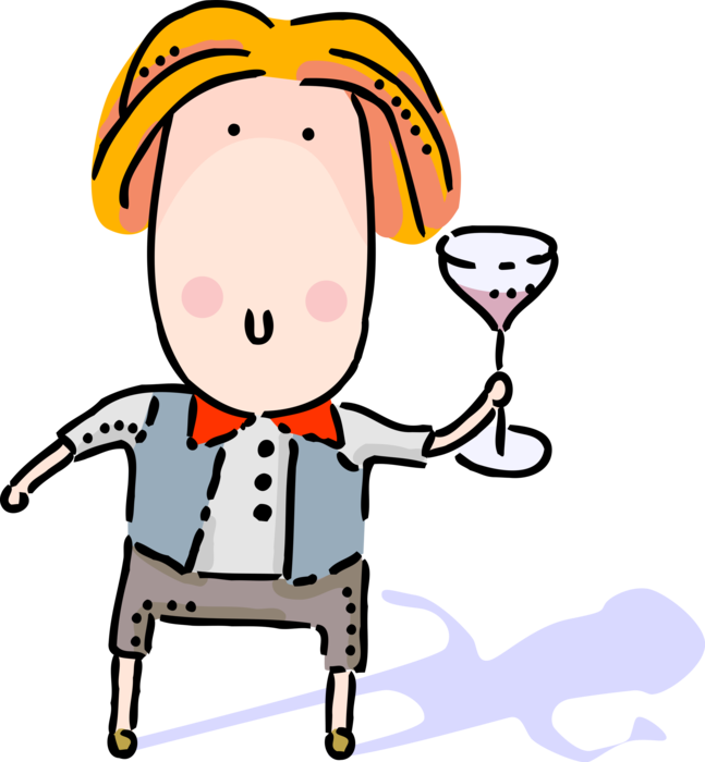 Vector Illustration of Barroom Bartender Serves Alcohol Beverage Cocktail Drinks at Bar