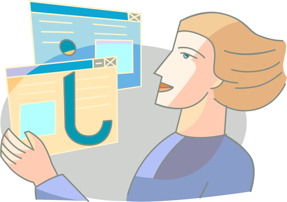 Vector Illustration of Teacher uses Online Internet to Facilitate Communication in Education