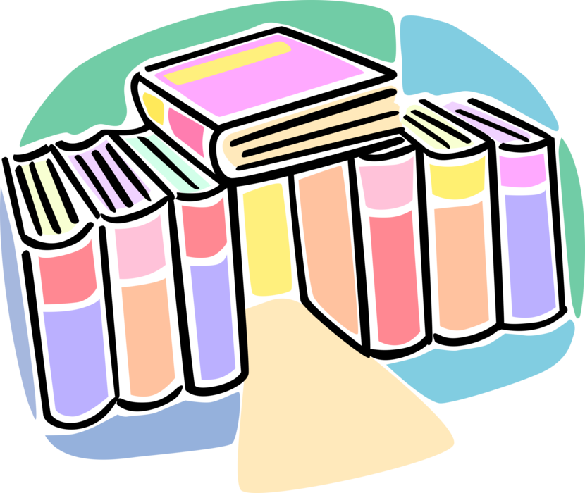 Vector Illustration of Textbook Books as Printed Works of Literature that can be Borrowed from Library