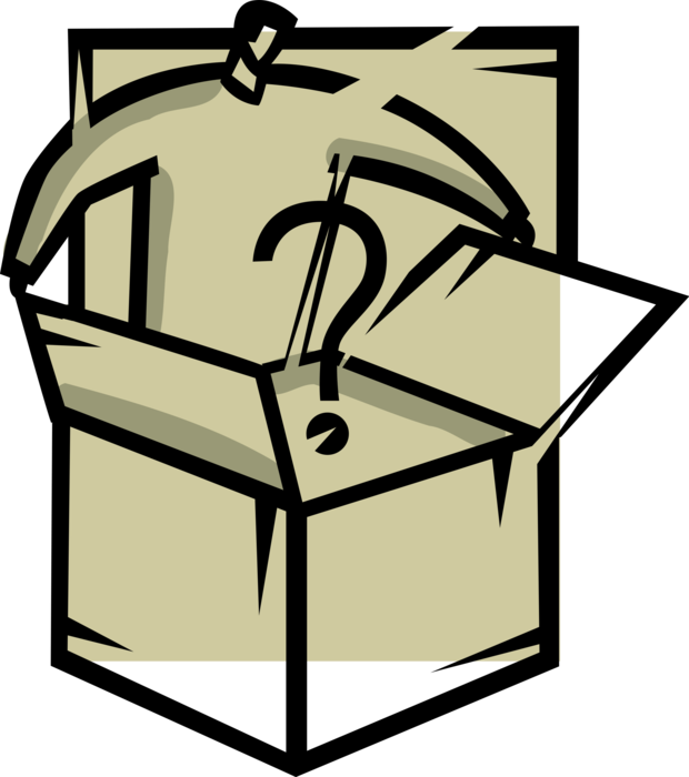 Vector Illustration of Businessman Opens Shipping Box with Questionable Content