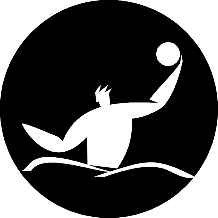 Vector Illustration of Water Polo Team Water Sport Player with Ball in Swimming Pool During Game