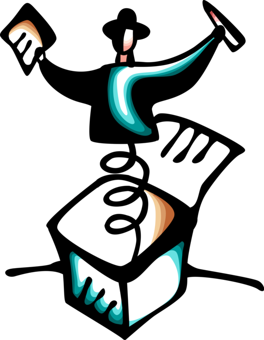 Vector Illustration of Businessman Jack-in-the-Box Pops Open