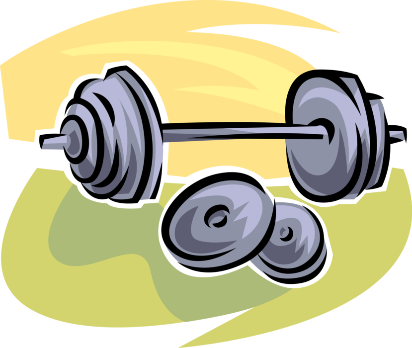 Vector Illustration of Barbell Exercise Equipment Weights in Weightlifting Competition