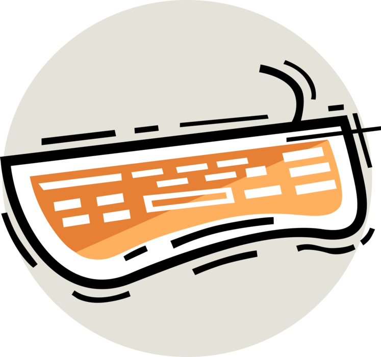 Vector Illustration of Personal Computer Keyboard Device for Input of Alphanumeric Data into Computers