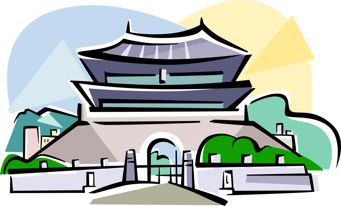 Vector Illustration of Namdaemun Sungnyemun South Gate of Seoul, South Korea