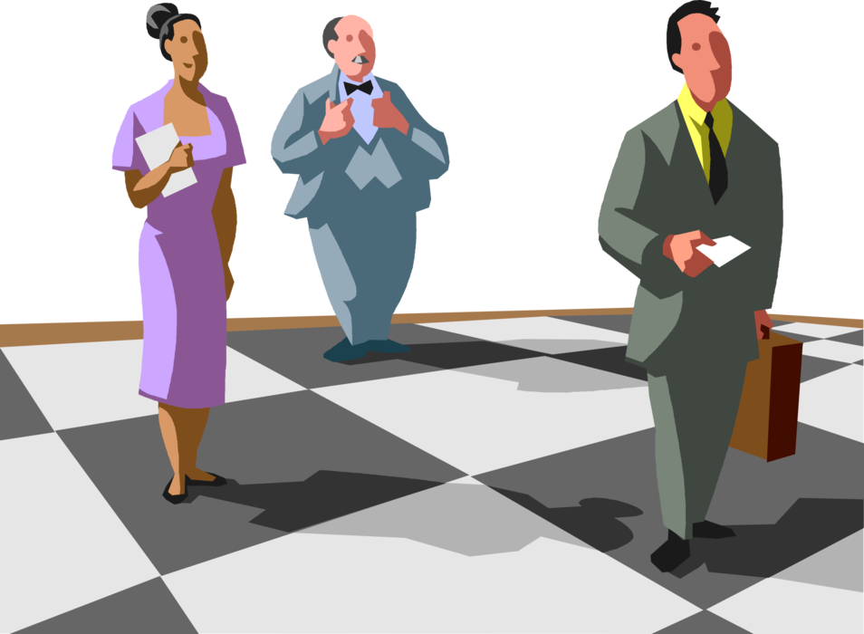 Vector Illustration of Unemployed Job Seekers as Chess Pieces Moving on Chessboard