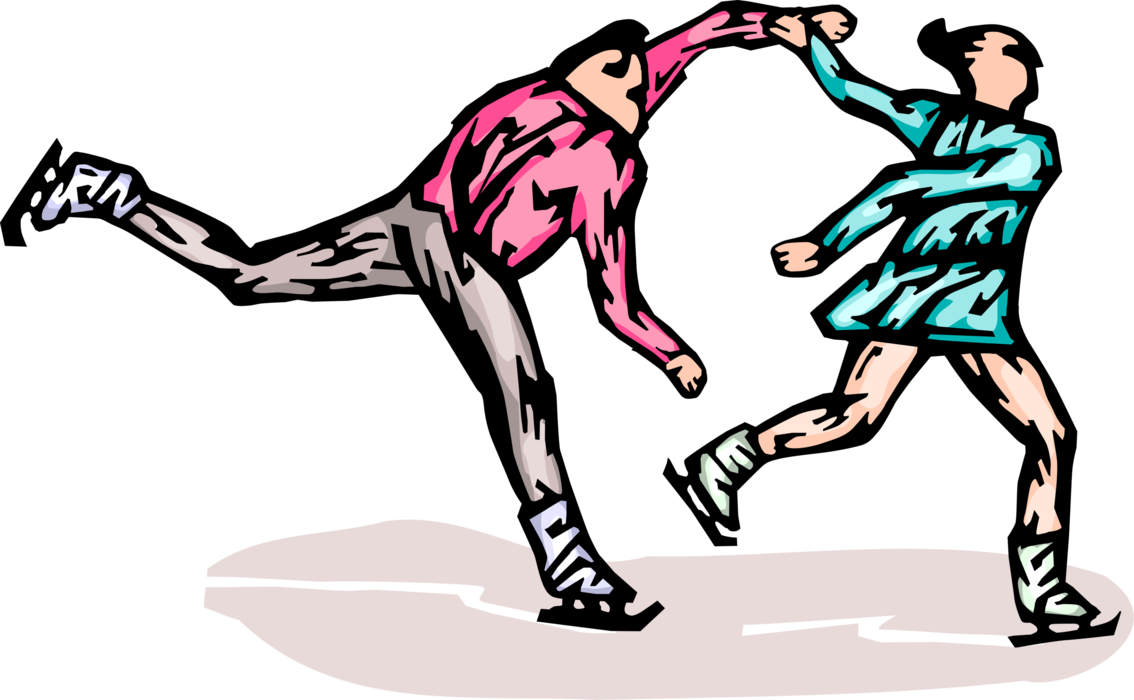 Vector Illustration of Figure Skaters Perform Short or Long Program Moves in Ice Skating Competition