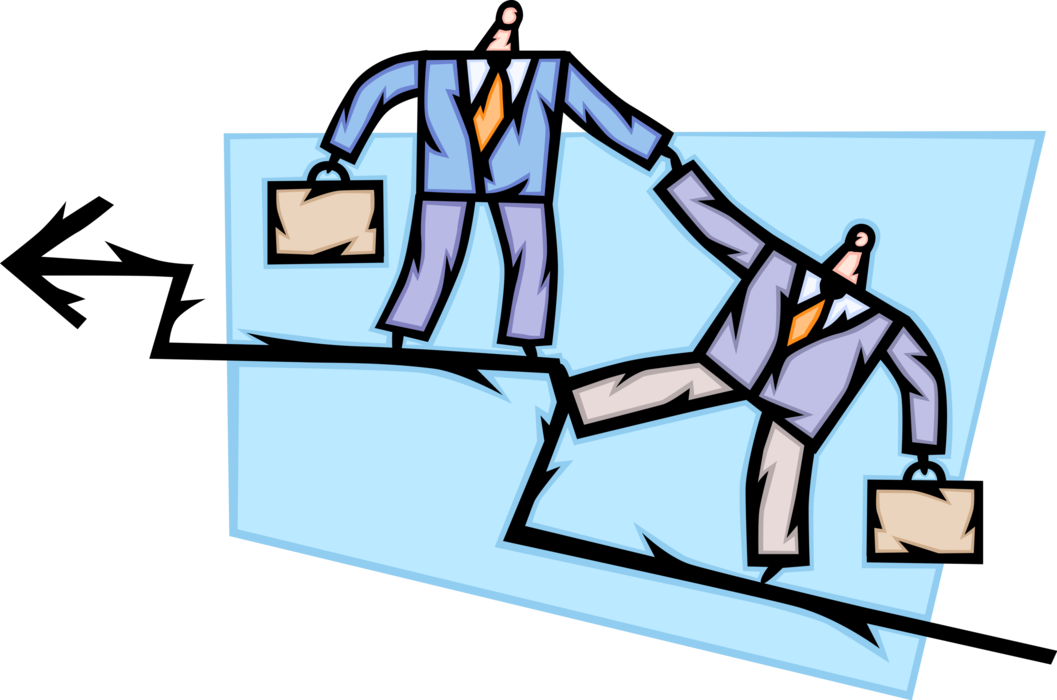 Vector Illustration of Businessman Helps Business Associate Achieve Success