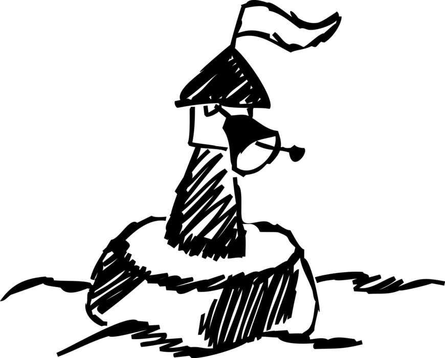 Vector Illustration of Floating Anchored Buoy with Bell Marks Maritime Channel or Hazard