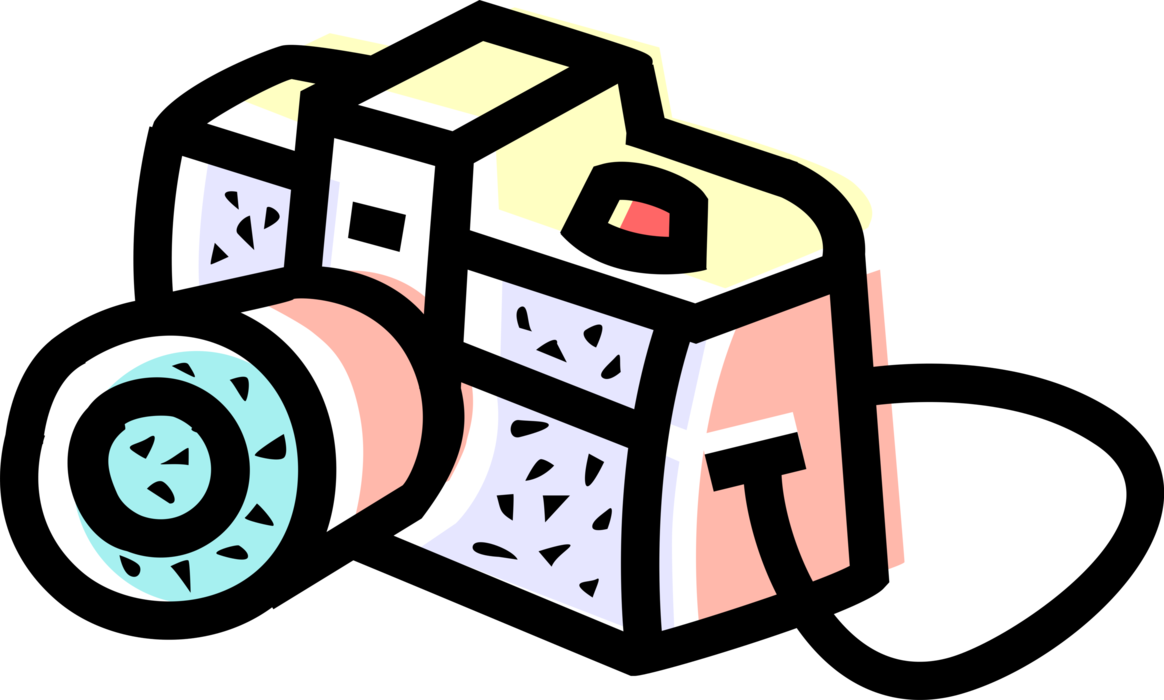 Vector Illustration of Photography Digital SLR 35mm Camera Produces Photographic Images