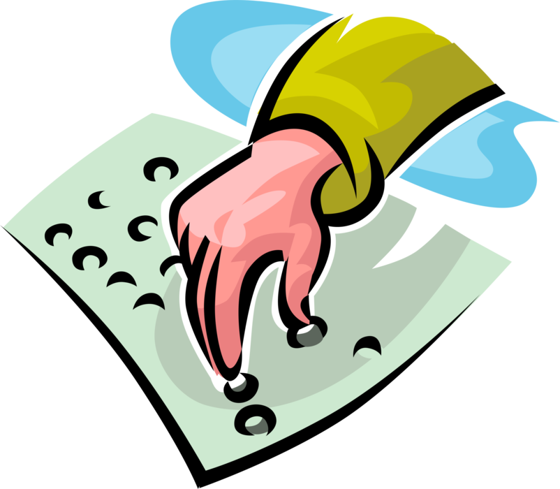 Vector Illustration of Hand Reads Braille Tactical Writing System used by Blind or Visually Impaired