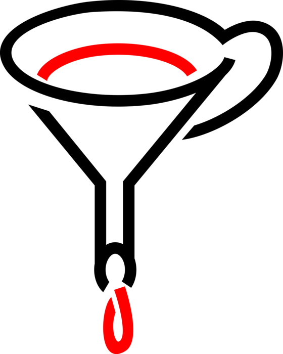 Vector Illustration of Kitchen Funnel Channels Liquid Through Small Opening