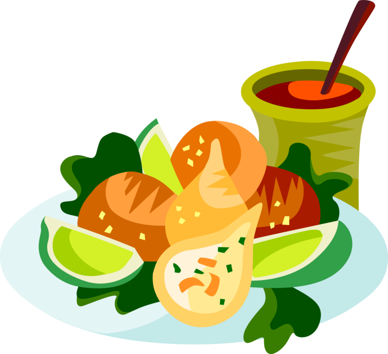 Vector Illustration of Coxinha, Brazilian Cuisine Chopped or Shredded Chicken Meat, Covered in Dough and Deep Fried