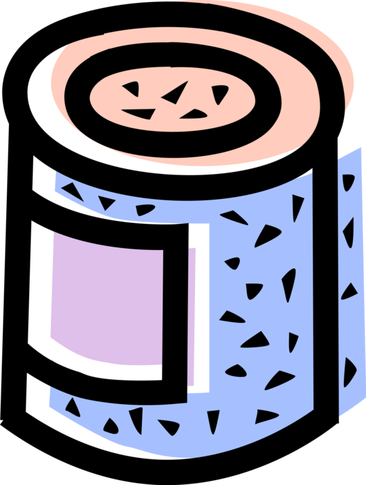 Vector Illustration of Canned and Packaged Food Goods in Tin Cans