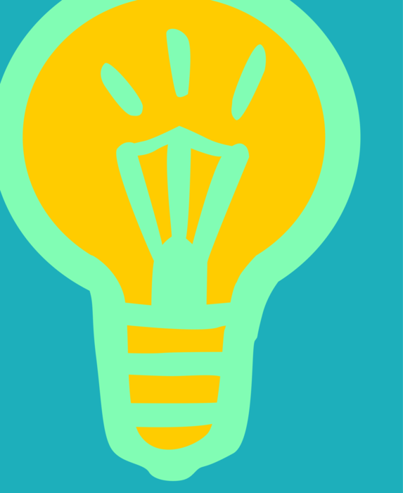 Vector Illustration of Electric Light Bulb Symbol of Invention, Innovation, Inspiration and Good Ideas