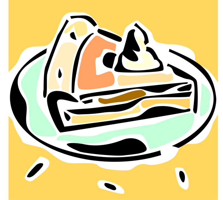 Vector Illustration of Sweet and Savoury Baked Dessert Pie on Plate