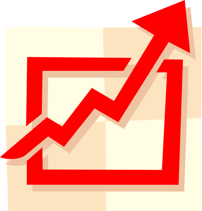 Vector Illustration of Infographic Sales Profit Chart Diagram Graphical Representation of Data with Growth Arrow